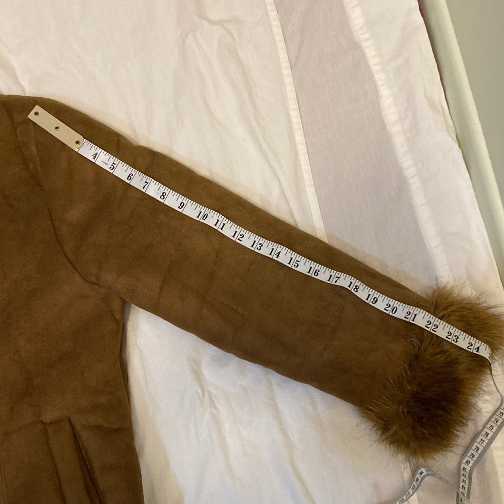 Brown Faux Fur Trimmed Coat - Picture 9 of 9